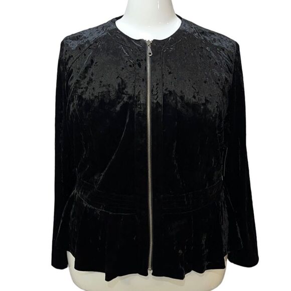 INC Crushed Velvet Peplum Jacket - Picture 1 of 14